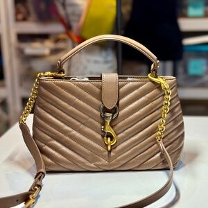 Rebecca Minkoff taupe quilted crossbody bag